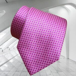 $840 New BRIONI Pink Purple Magenta Geometric Medallion Handmade Italy Silk Tie